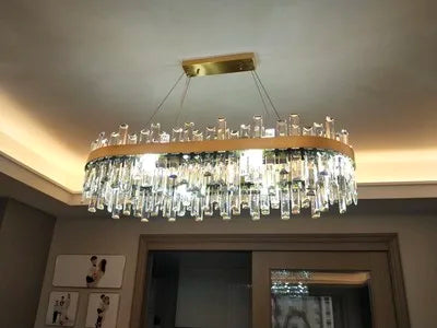 Lustre Cristal Moderne — Métal — 80cm