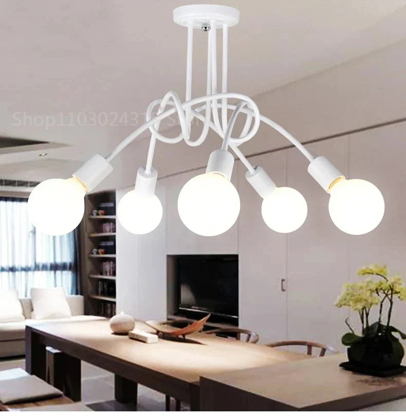 Lustre Chambre Adulte Doré — LED — Noir 5 ampoules
