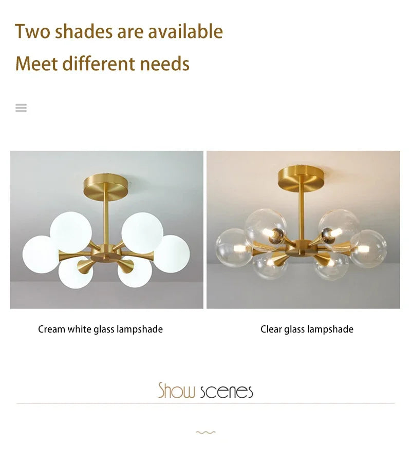 Lustre Cuivre — Plafonnier Boule Moderne