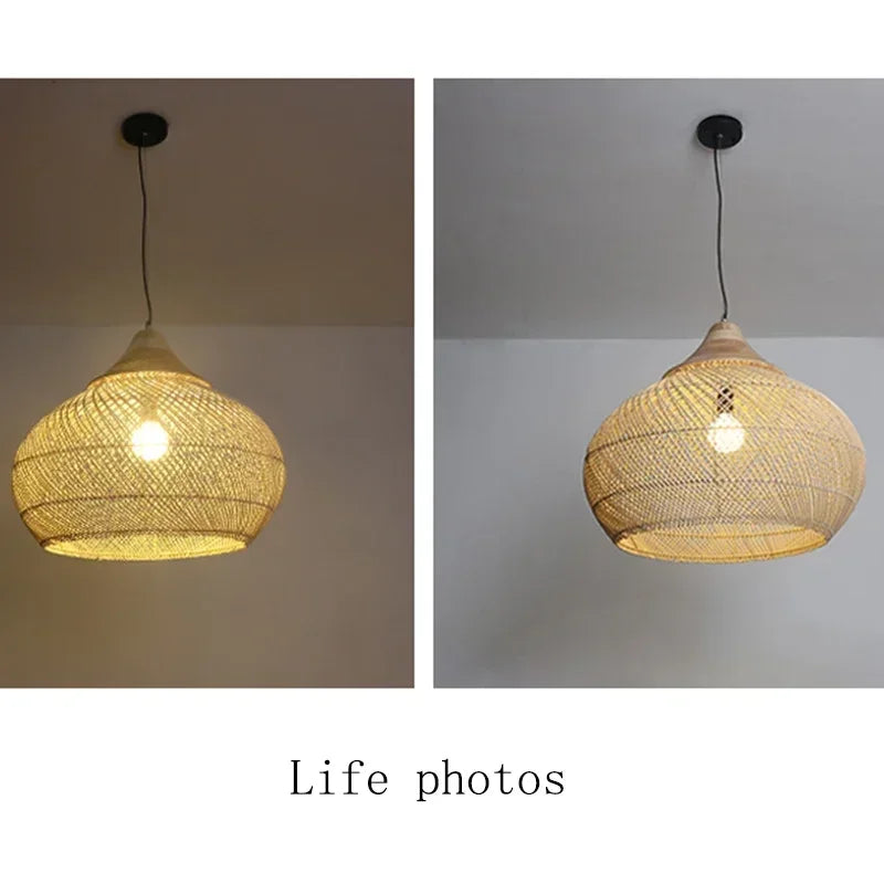 Suspension Rotin Wabi Sabi 40/50/60cm - Lustre LED Style Japonais