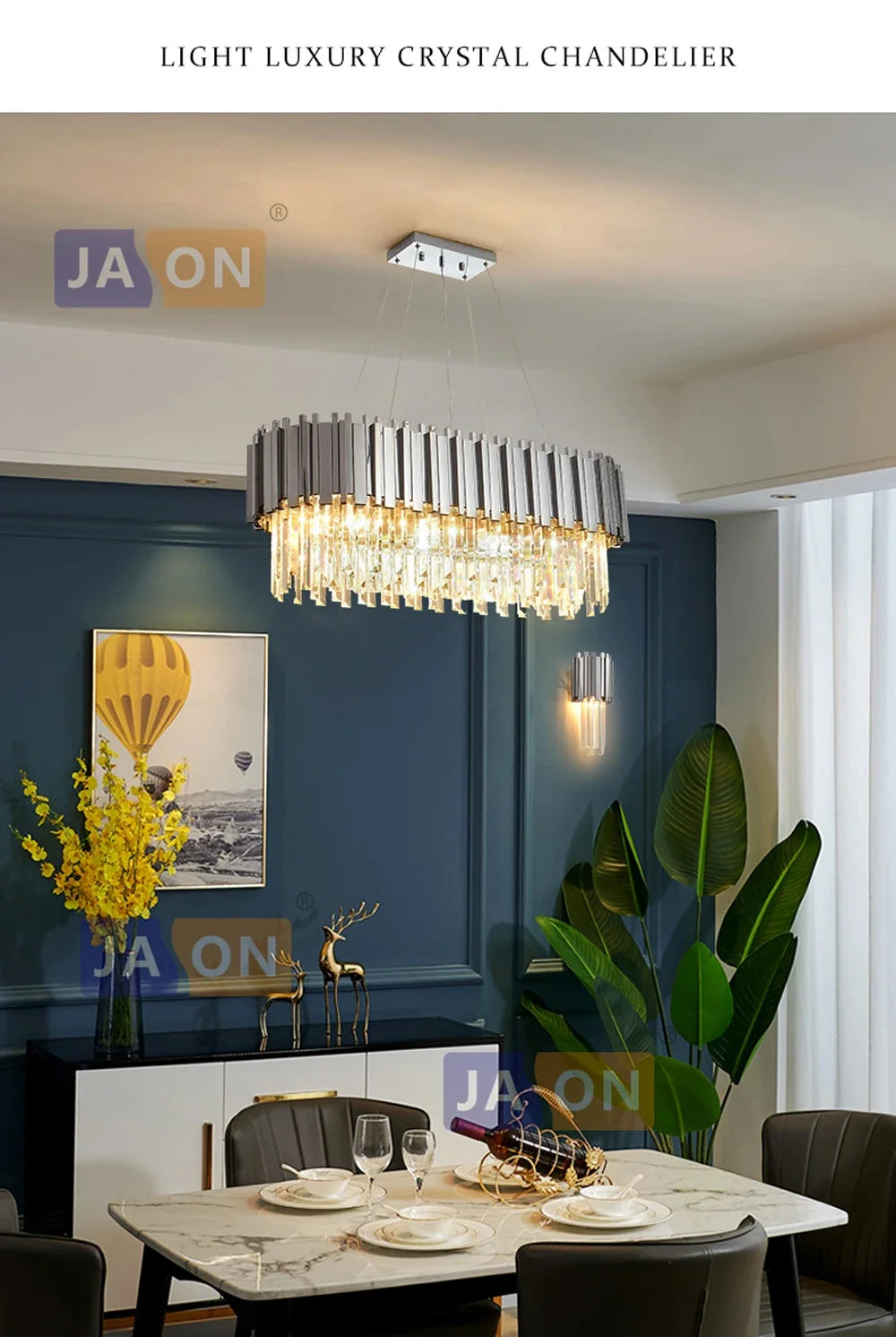 Lustre Cristal Design — Moderne — Oval 150cm