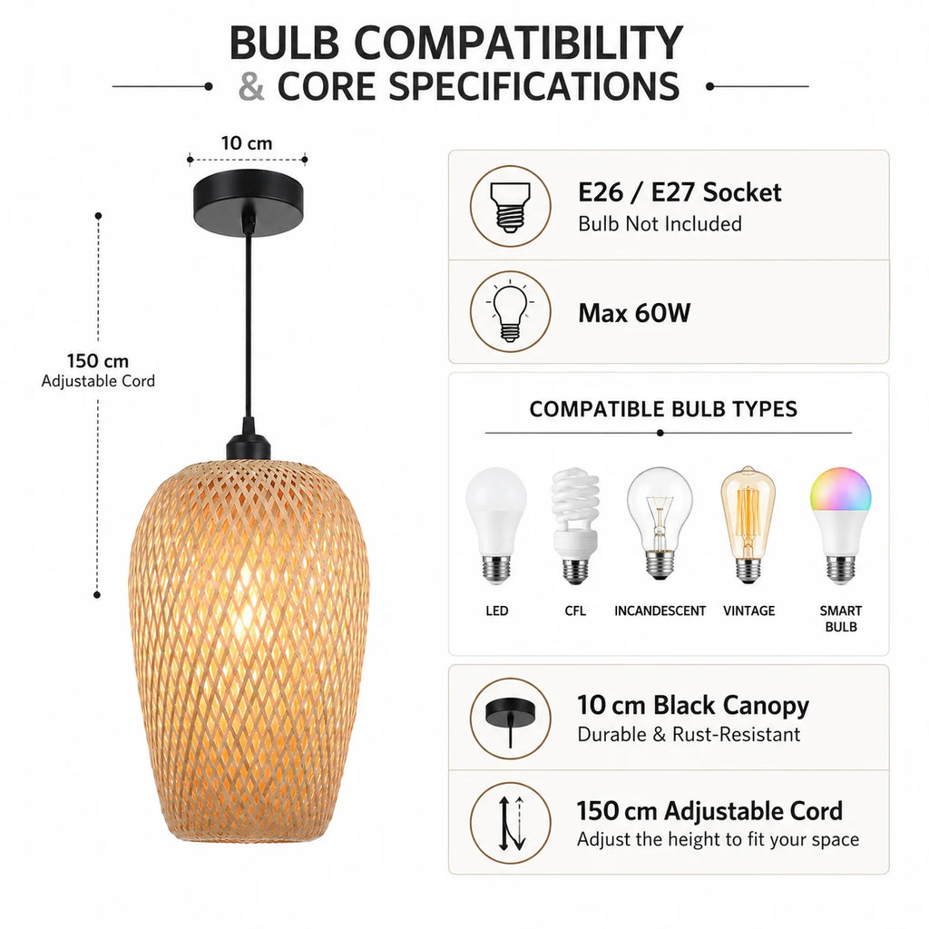 Suspension Bambou Pack 1/2/3 | Lustre Naturel Lot | Luminaire Artisanal JOYINLED
