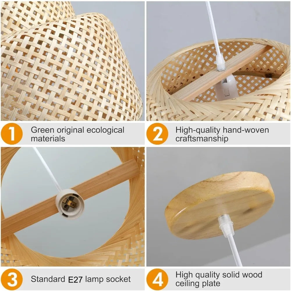 Suspension Bambou 30/40/50cm LED - Lustre Design Naturel