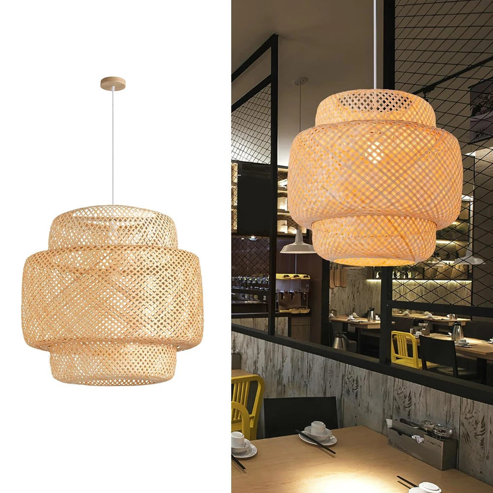 Suspension Bambou 30/40/50cm LED - Lustre Design Naturel