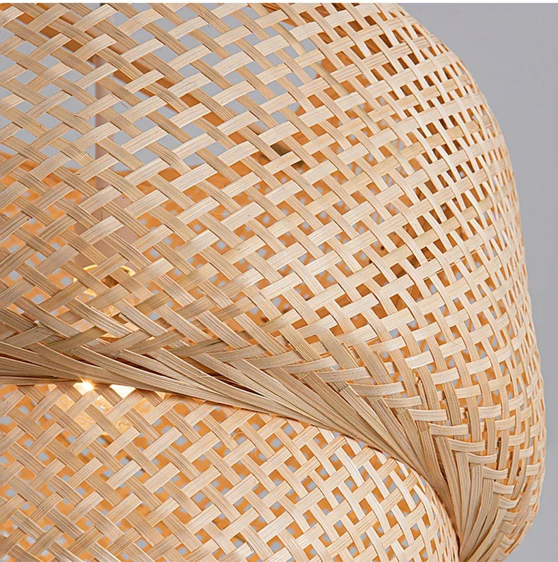 Suspension Bambou Moderne 30/40/50cm | Lustre Minimaliste Naturel | Luminaire Boho Scandinave