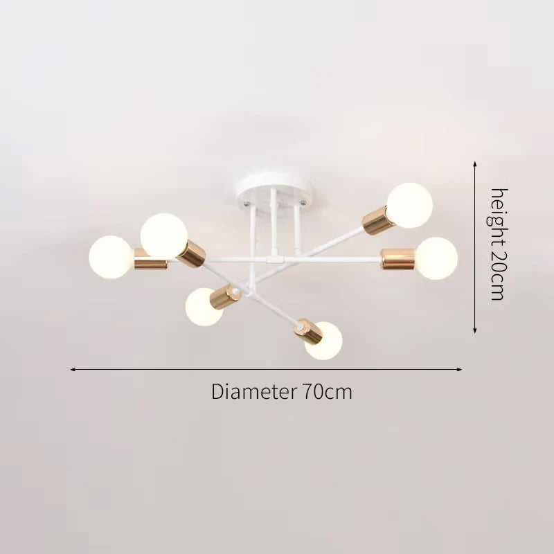 Lustre Industriel Design — Fer Forgé 6 Têtes — Salon et Salle à Manger LED