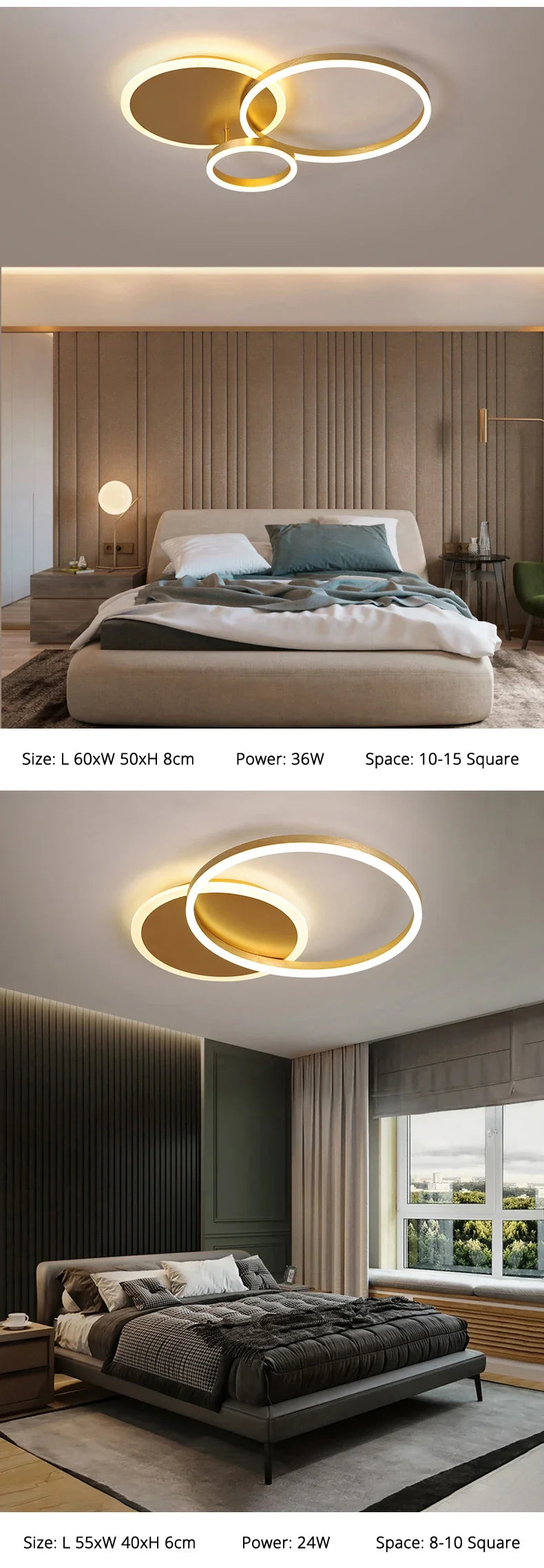 Lustre Blanc Moderne — doré 3 ampoules 36W