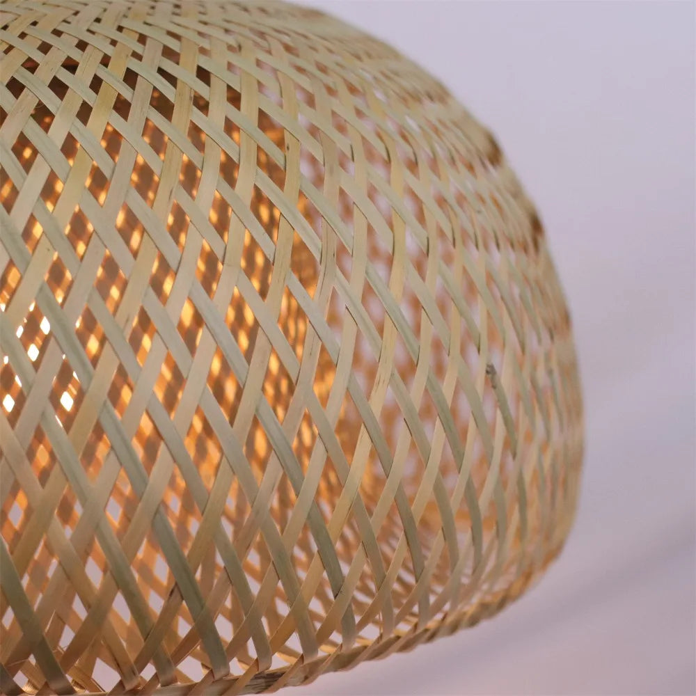 Lustre Bambou Artisanal 30/38/45cm | Suspension Rotin Fait Main | Luminaire Naturel Boho