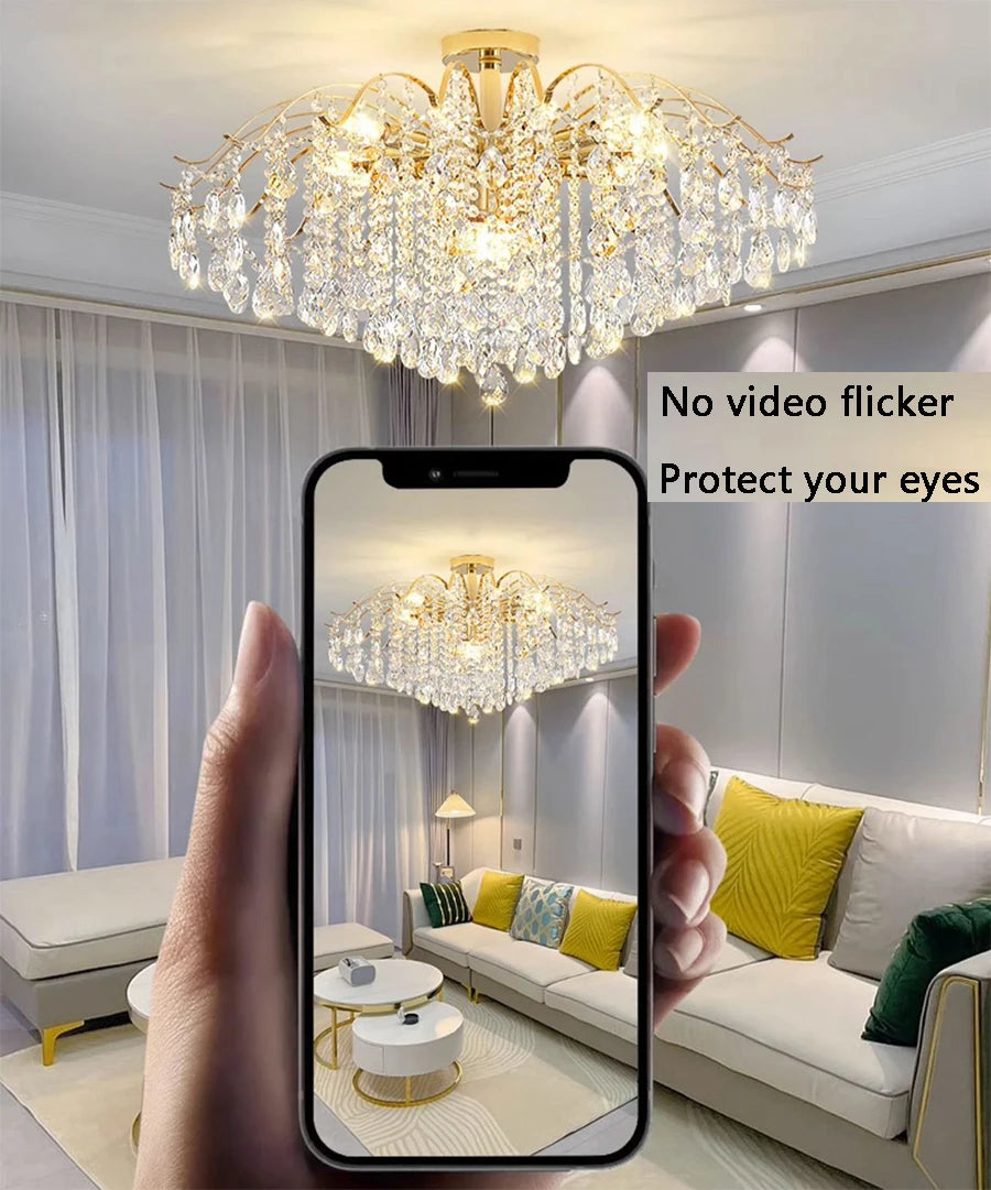 Lustre Baroque — Plafonnier LED Cristal