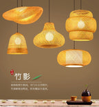 Suspension Bambou Osier Rotin - Lustre Plafond Moderne LED