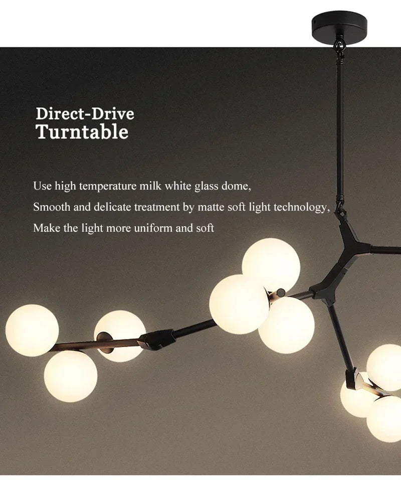 Lustre Boule Design — Noir 24 ampoules