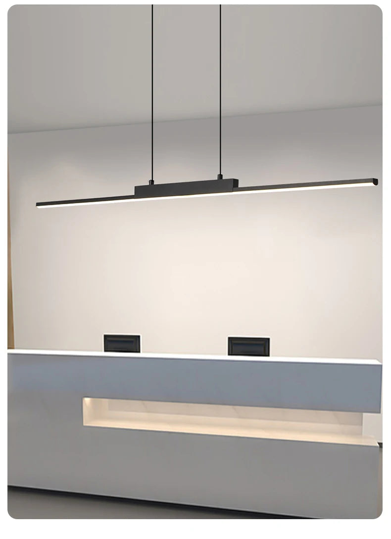 Lustre Salon Design Moderne Long — Salle à Manger et Cuisine — Minimaliste