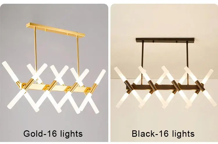 Lustre Cuisine Moderne — L doré 16 ampoules