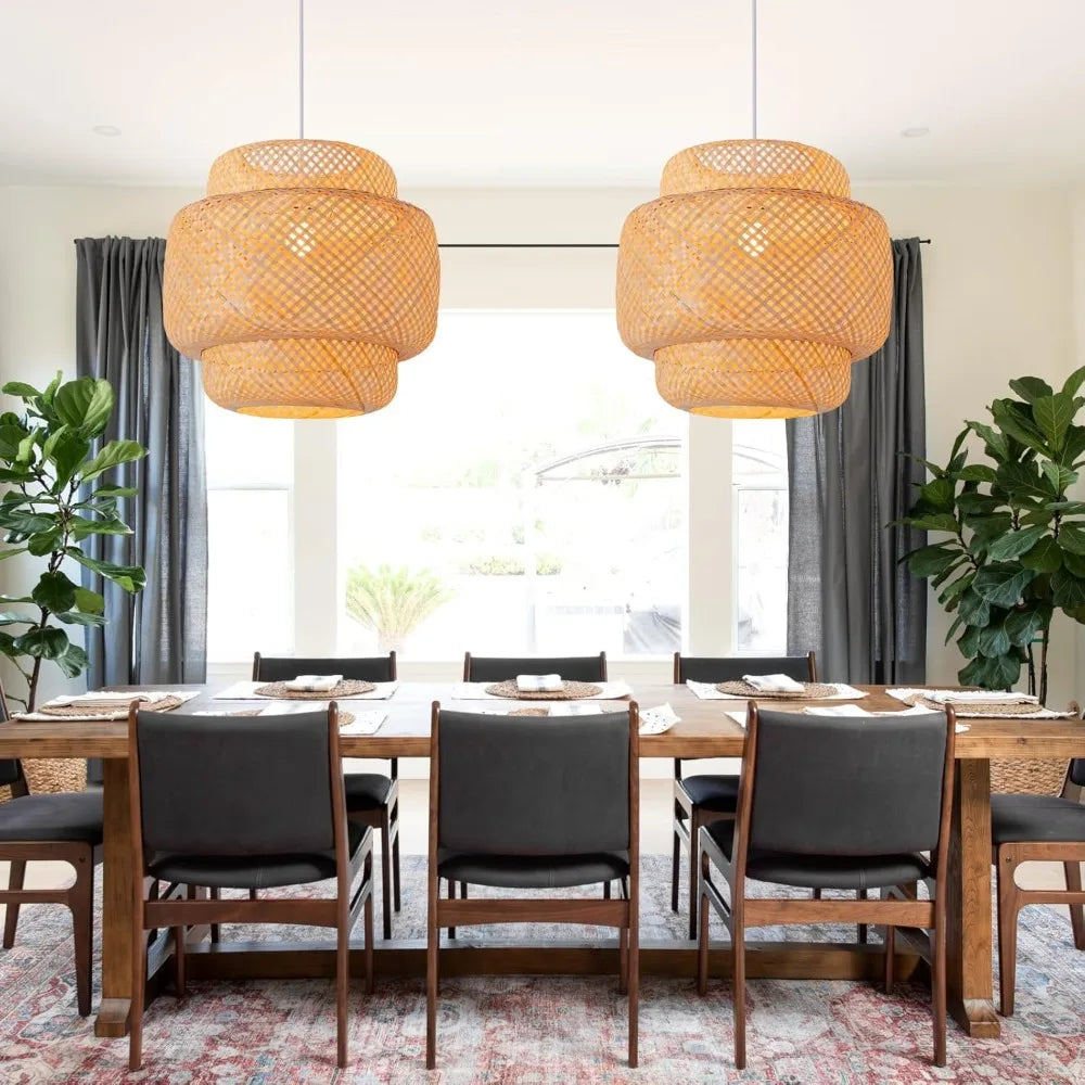 Suspension Bambou 30/40/50cm LED - Lustre Design Naturel