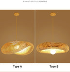 Suspension Bambou Tissé Main Rotin Naturel - Lustre LED 40 à 100cm