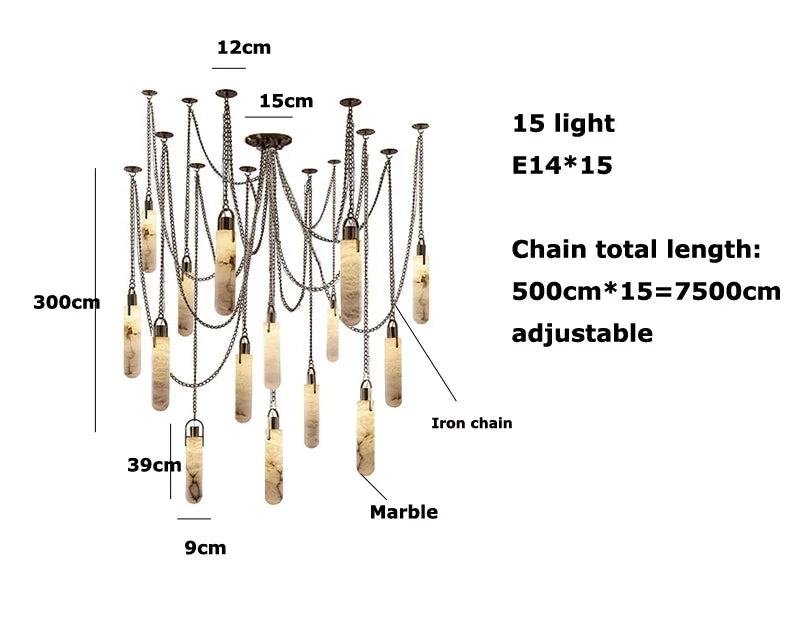 Lustre Aluminium Design — Métal — 9 ampoules