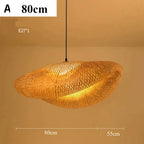 Lustre Rotin Tressé à la Main Vintage 40/50/60/80cm | Suspension Naturelle | Luminaire Bohème