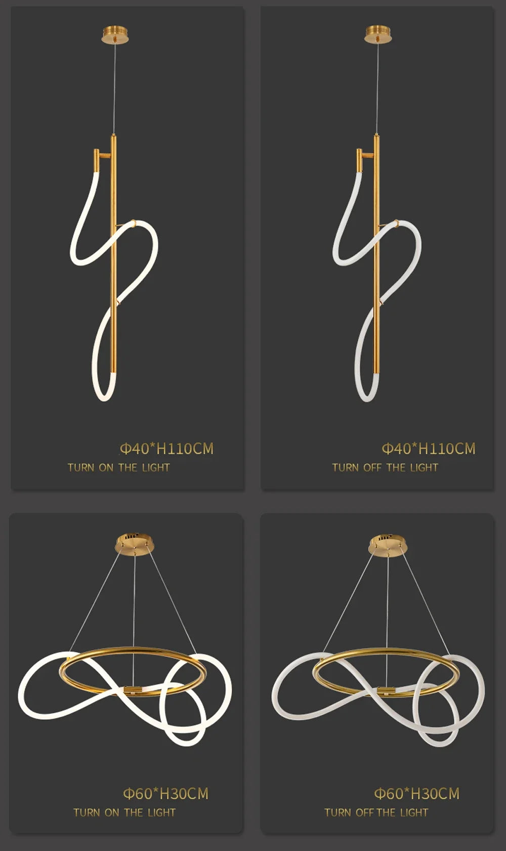 Lustre Cuisine Industriel — Nordique — Doré 150 cm A