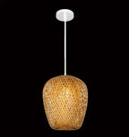 Suspension Osier Rotin Fait Main - Lustre Bohème Naturel LED