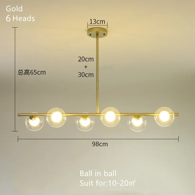 Lustre Blanc Moderne — Verre — 6 G Boule dans boule