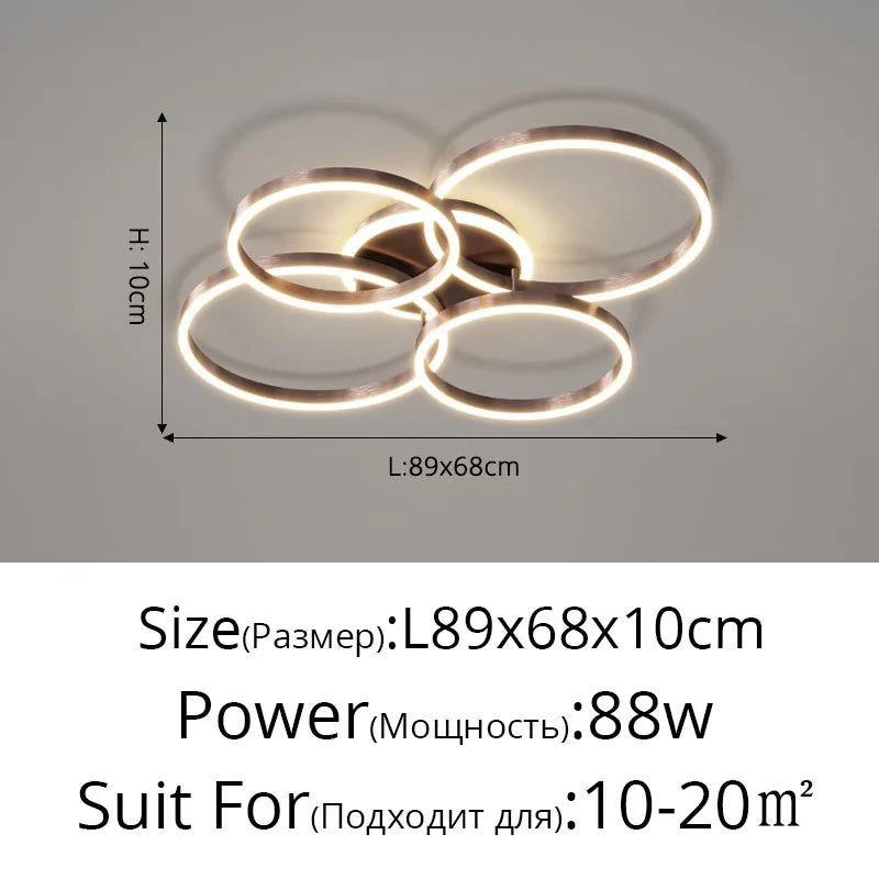 Lustre Chambre Adulte — Doré 3 anneaux