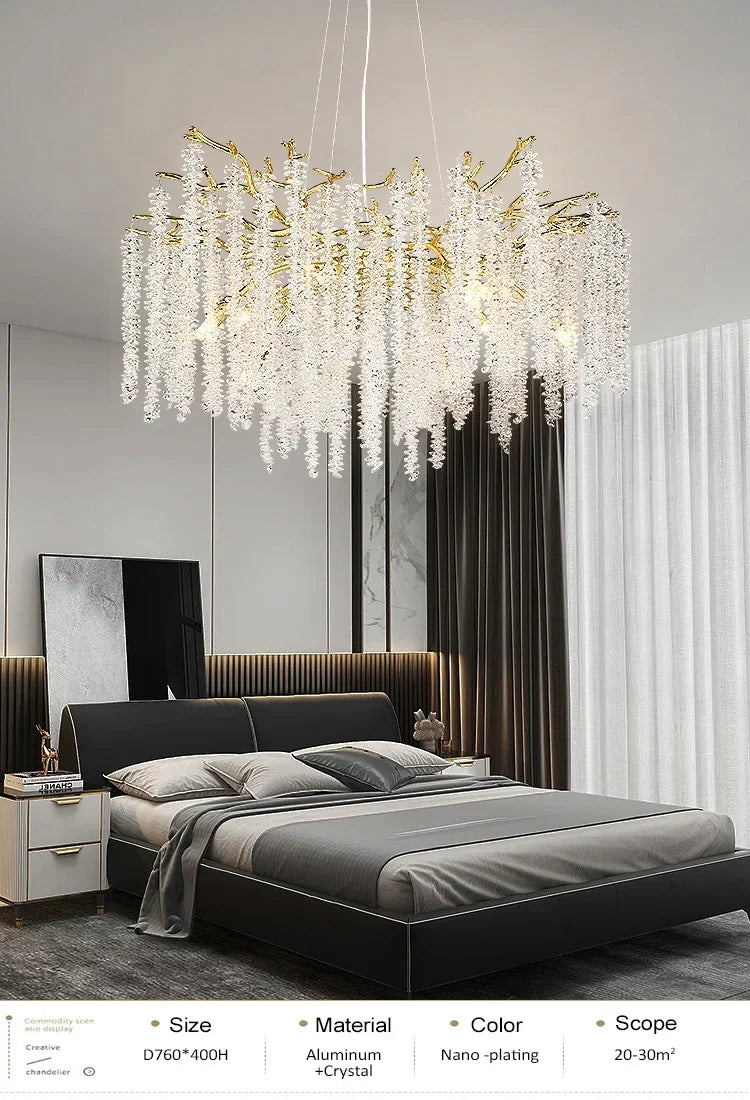Lustre Cristal Ancien — Métal — Longueur 150cm