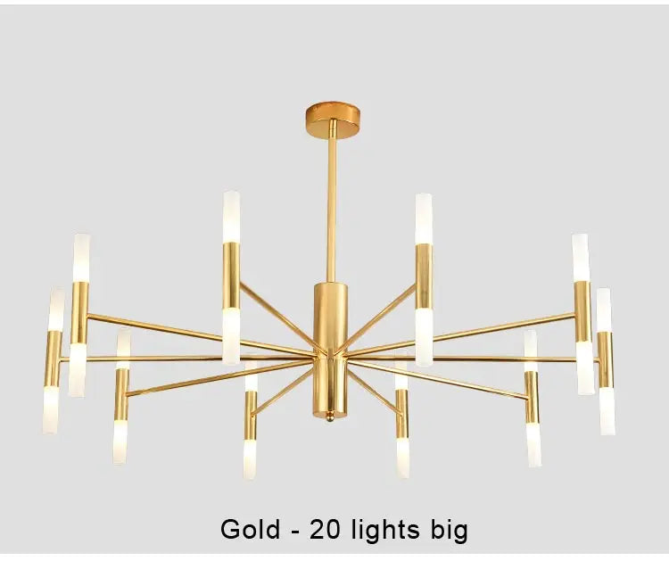 Lustre Cuisine Moderne — L doré 16 ampoules