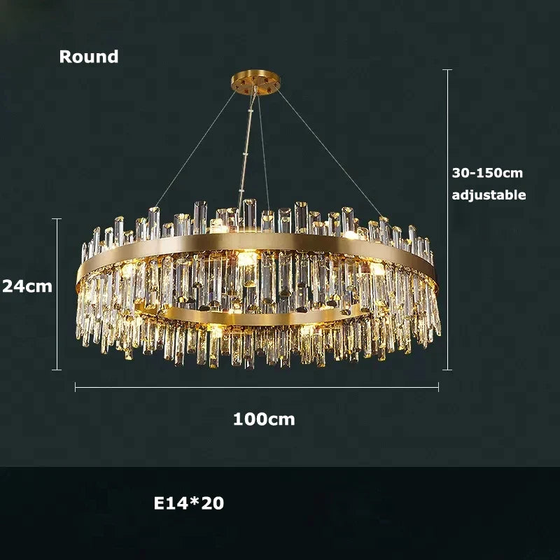 Lustre Cristal Moderne — Métal — 90cm Ovale