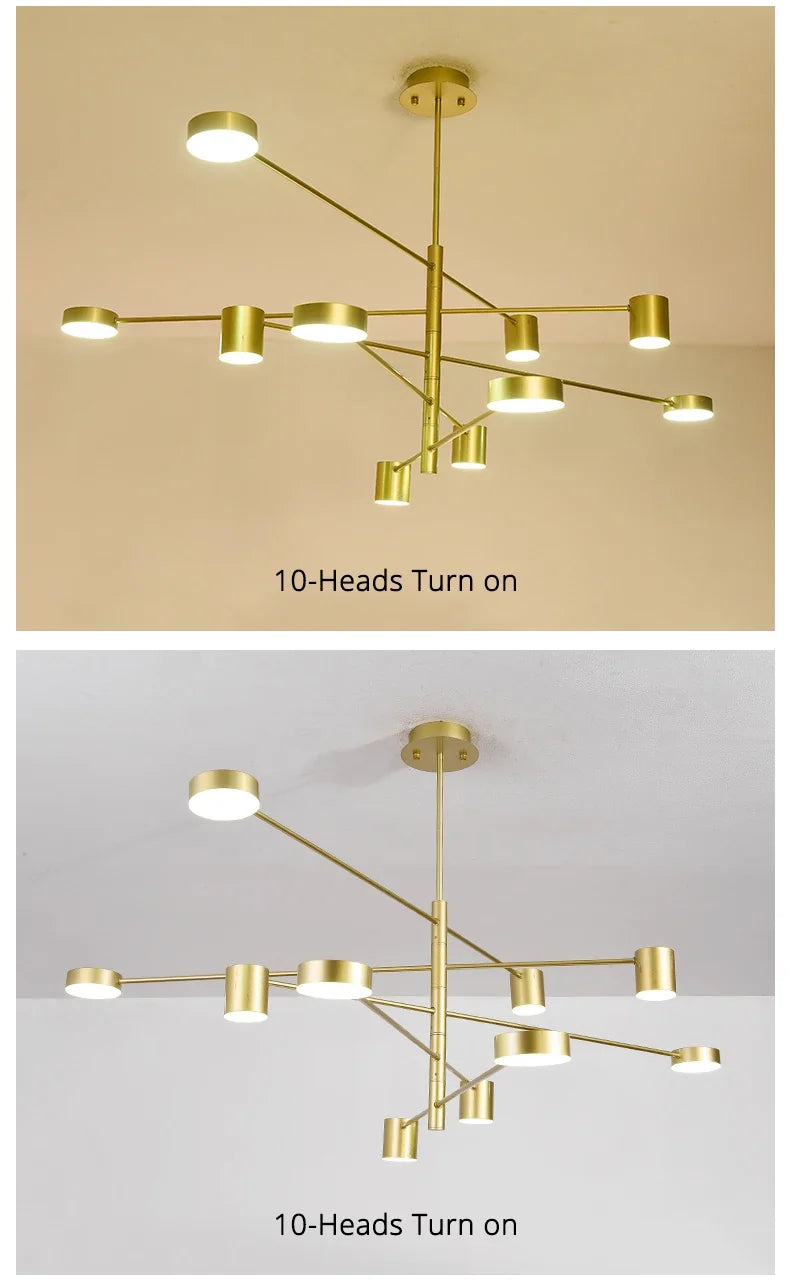 Lustre Chambre Ado — Noir — Doré S 6 ampoules 102cm