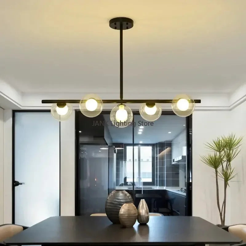 Lustre Blanc Moderne — Verre — 6 B Blanc Laiteux ball