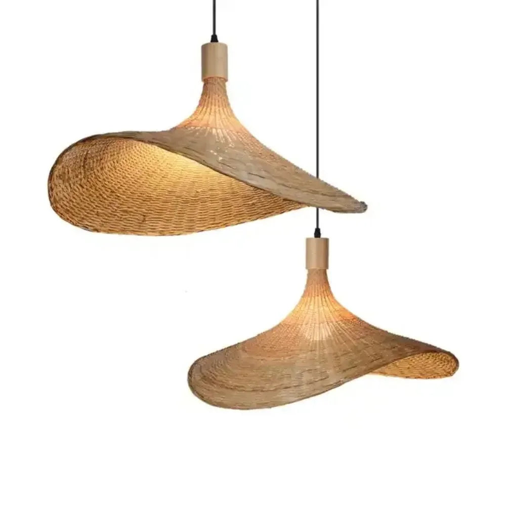 Suspension Rotin Japonaise Wabi Sabi 30cm - Lustre LED Naturel