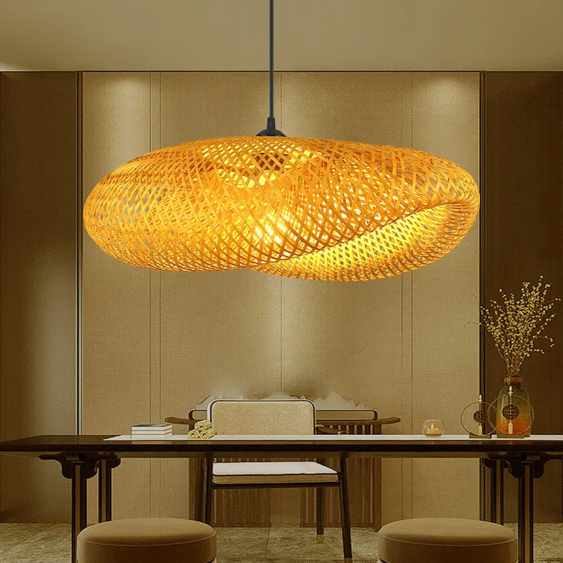 Lustre Rotin Tressé 40/50/60/80/100cm | Suspension Osier Fait Main | Luminaire Naturel Bohème