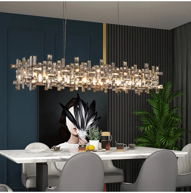Lustre Salle à Manger Cristal — Métal