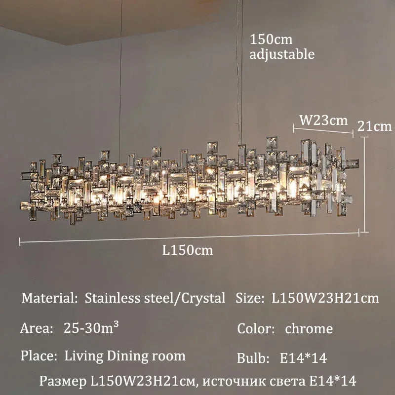 Lustre Salle à Manger Cristal — Métal