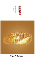 Suspension Bambou Tissé Main Rotin Naturel - Lustre LED 40 à 100cm