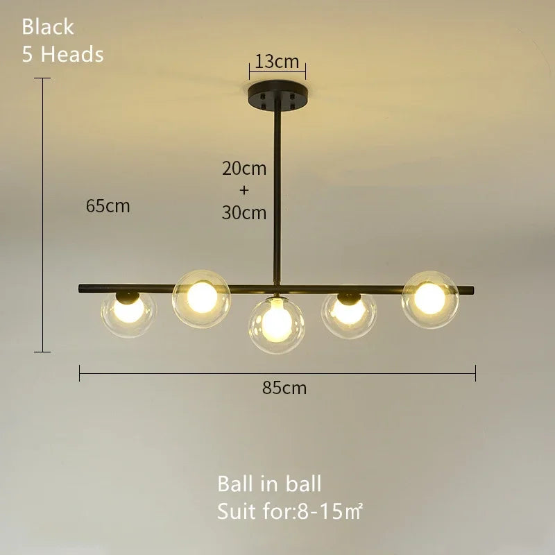 Lustre Blanc Moderne — Verre — 6 B Blanc Laiteux ball