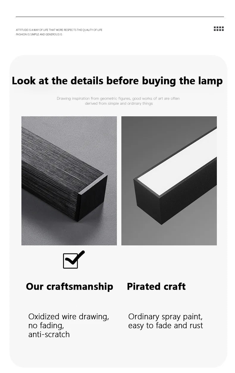 Lustre LED Chambre — Noir