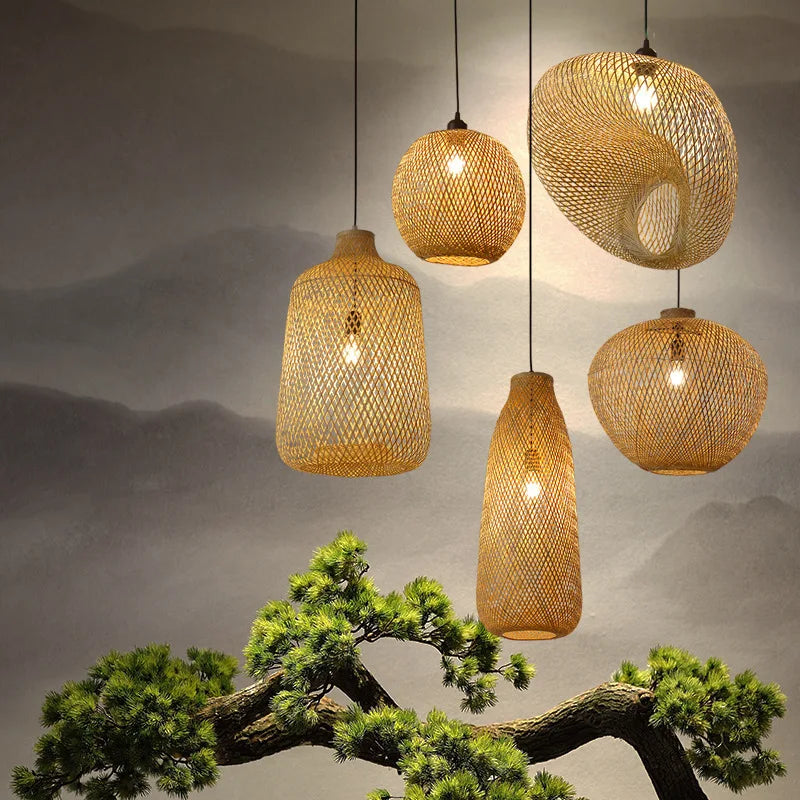 Suspension Bambou Artisanale LED - Lustre Design Naturel 2025