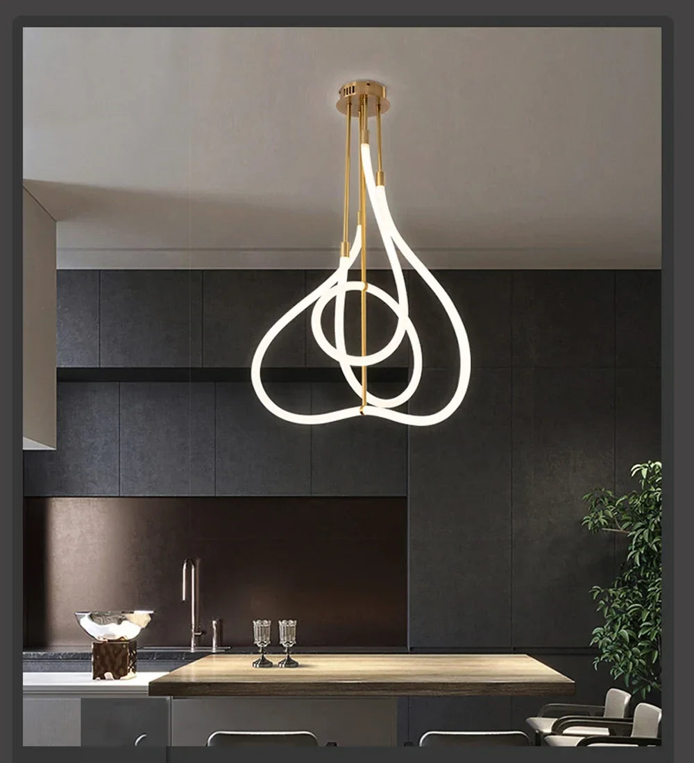 Lustre Cuisine Industriel — Nordique — Doré 150 cm A