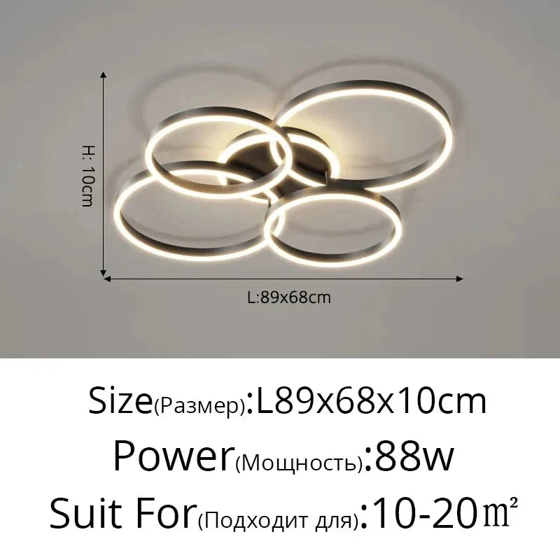 Lustre Design Moderne — 6 ampoules Noir