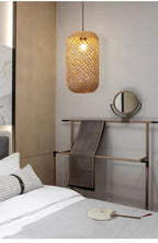 Suspension Bambou Rotin Rétro Japonais - Lustre Artisanal Tressé LED