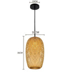 Suspension Osier Rotin Fait Main - Lustre Bohème Naturel LED