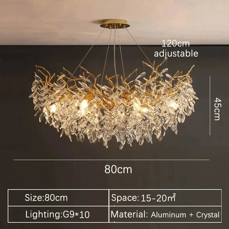 Grand Lustre Salle à Manger — Cristal Grand Format — Rond 45cm