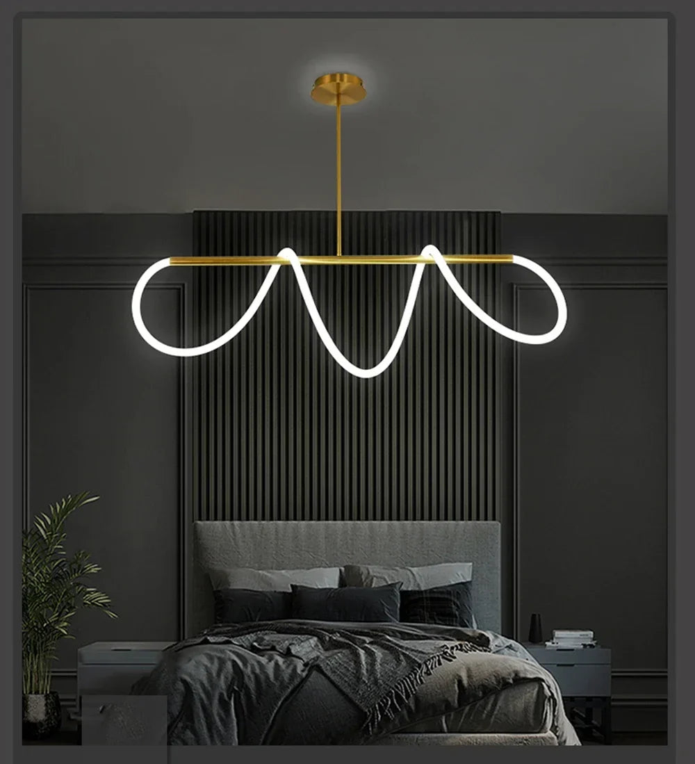 Lustre Cuisine Industriel — Nordique — Doré 150 cm A