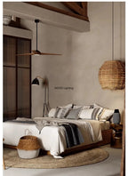 Lustre Rotin Minimaliste Wabi-Sabi 40/50/60cm | Suspension LED Design | Luminaire Japonais Naturel