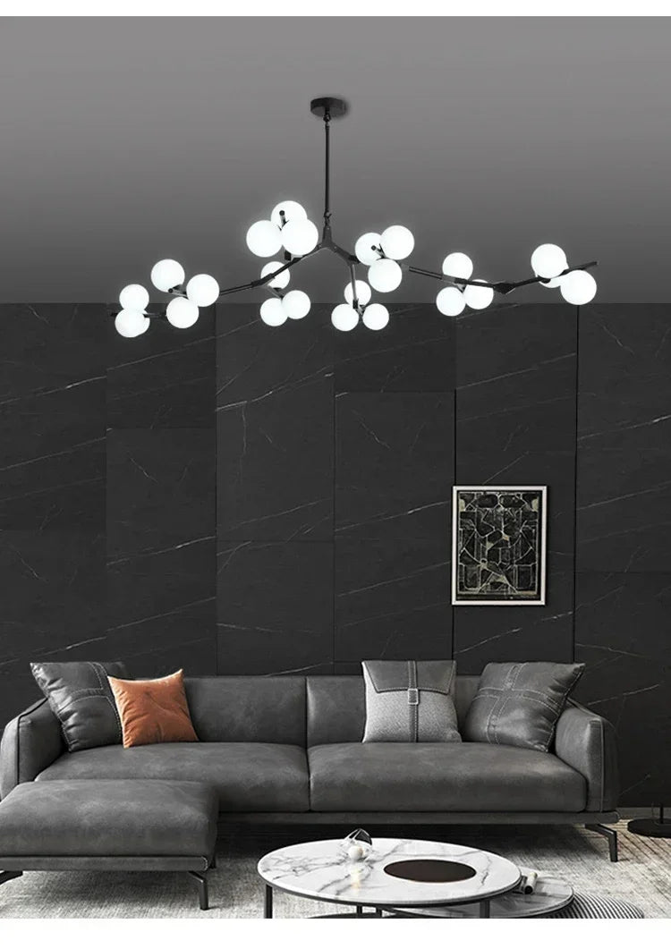 Lustre Boule Design — Noir 24 ampoules