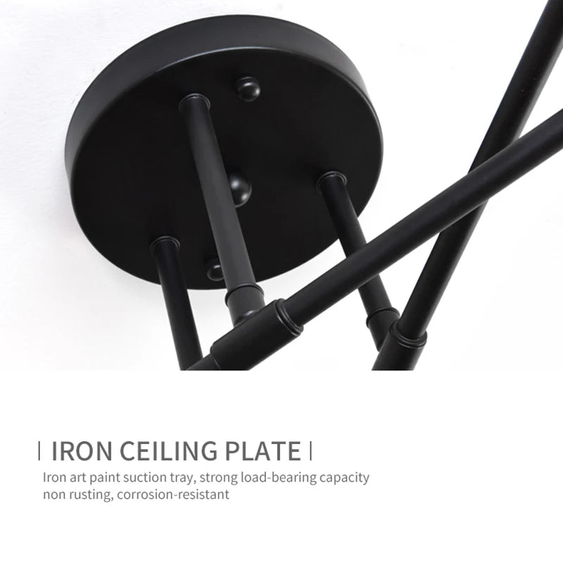 Lustre Industriel Design — Fer Forgé 6 Têtes — Salon et Salle à Manger LED