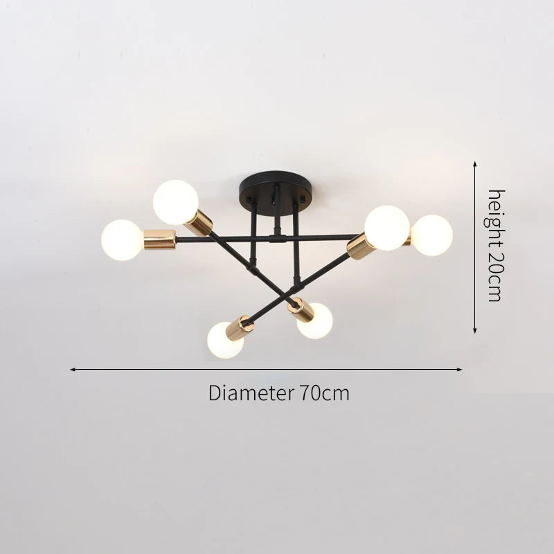 Lustre Industriel Bois et Métal — Salon
