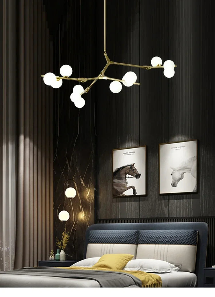 Lustre Boule Design — Noir 24 ampoules