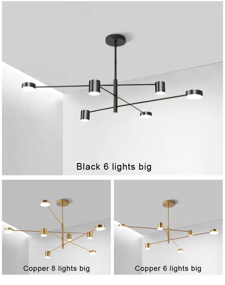 Lustre Moderne Noir — Cuivre